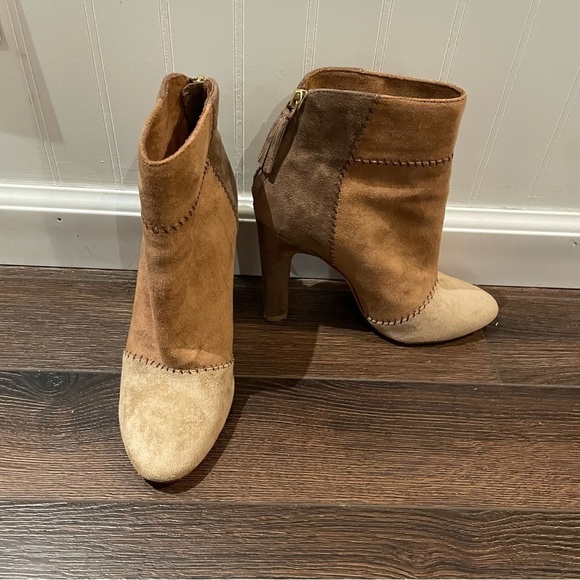 Joie Briona Suede Patchwork Heels in Chestnut Multi 38/8 - Picture 6 of 9